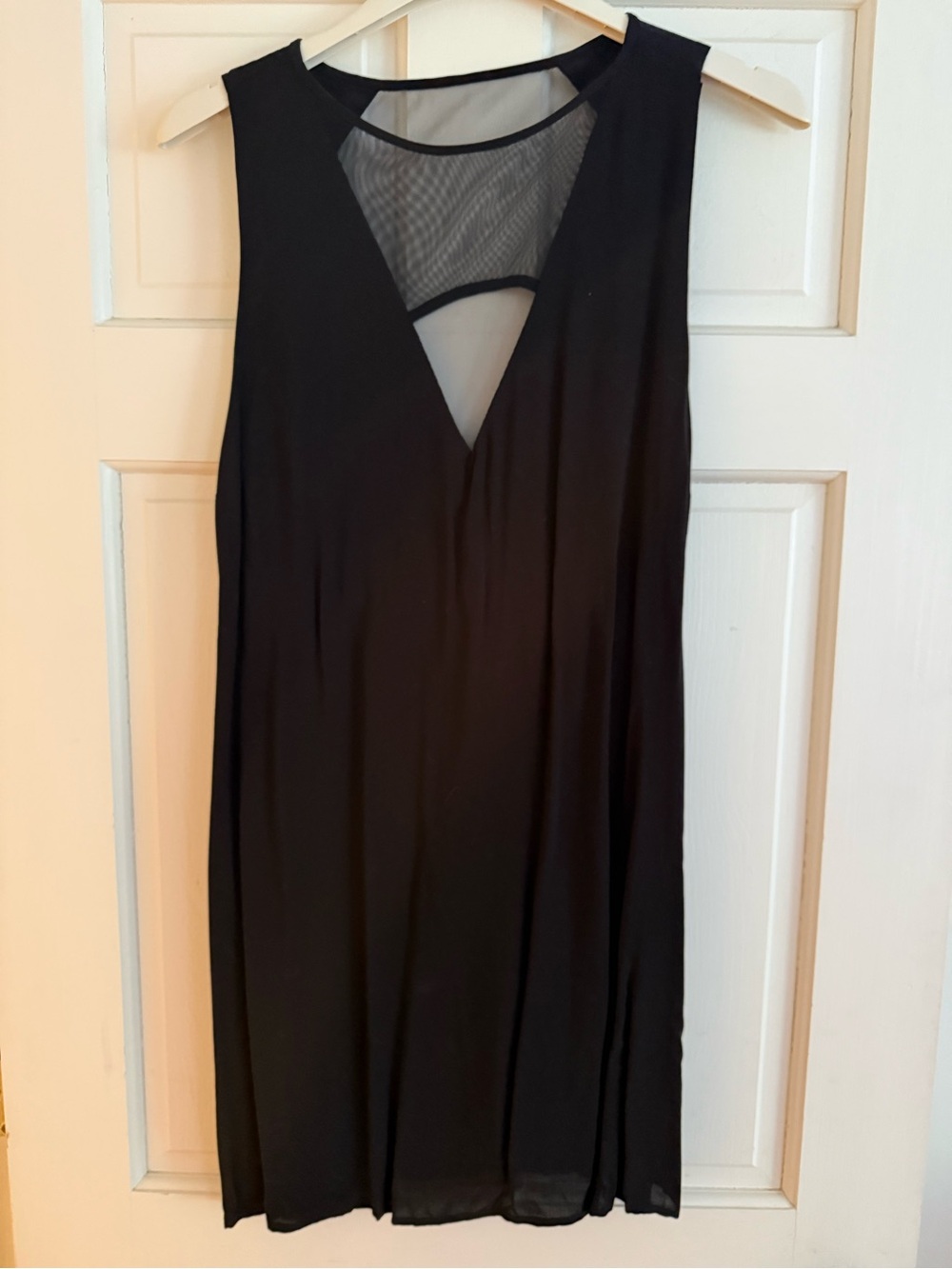 silence + noise Black Sleeveless V-Neck Dress with Sheer Mesh Yoke